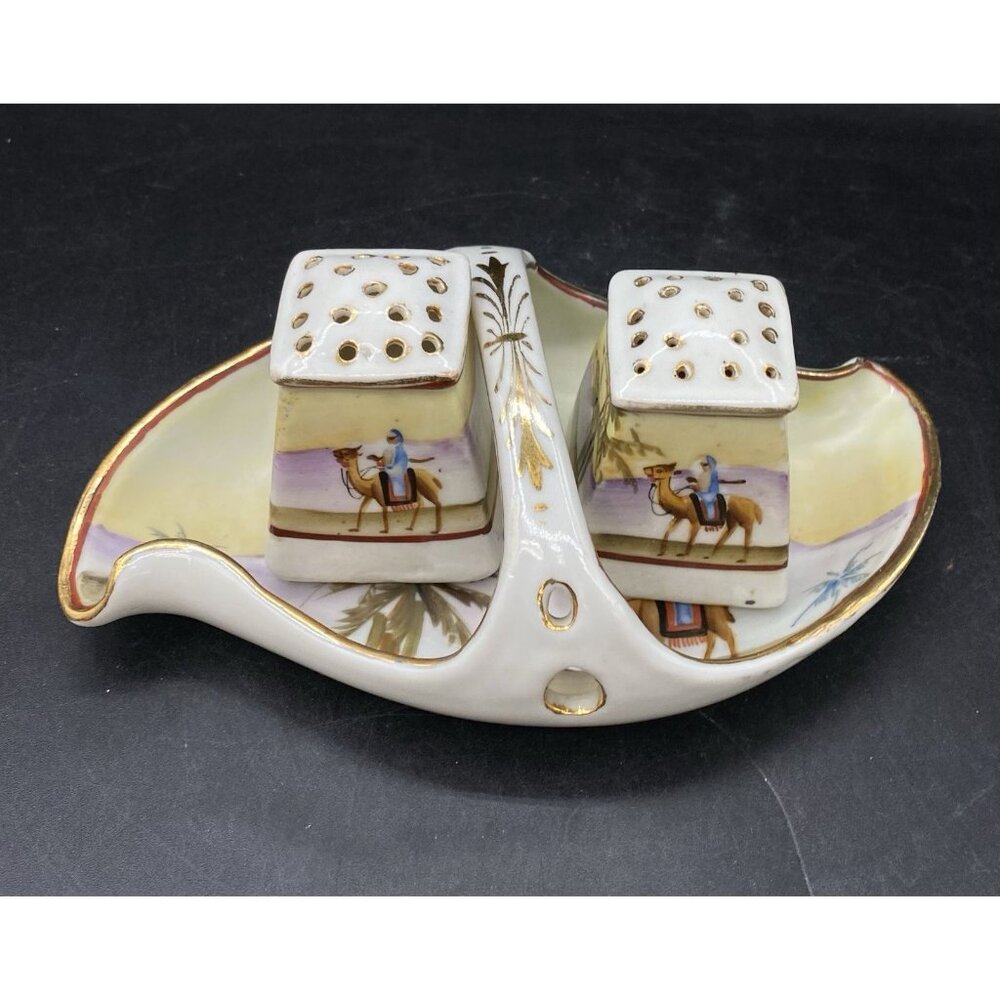 Nippon Moriage Morimura Handle Basket Dish Salt Pepper Egyptian Camel